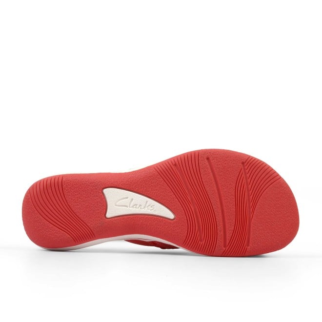 Clarks Women White-red Casual Slippers (SKU: 161-1617-93-3)