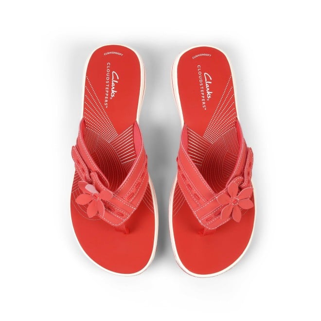 Clarks Women White-red Casual Slippers (SKU: 161-1617-93-3)