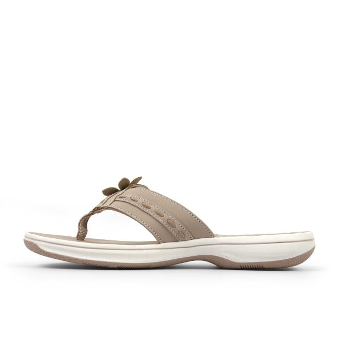 Clarks Women Beige-suede Casual Slippers (SKU: 161-1617-37-4)