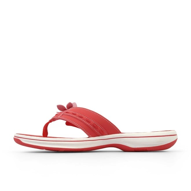 Clarks Women White-red Casual Slippers (SKU: 161-1617-93-3)