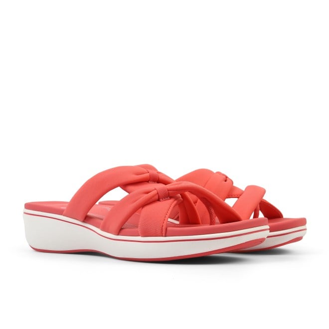 Clarks Women White-red Casual Slippers (SKU: 161-1619-93-5)