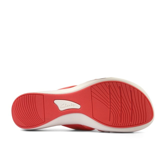 Clarks Women White-red Casual Slippers (SKU: 161-1619-93-5)