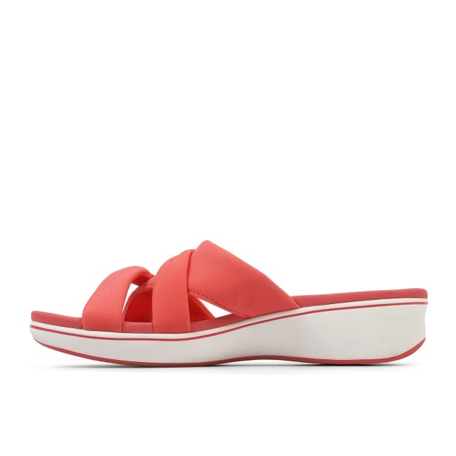 Clarks Women White-red Casual Slippers (SKU: 161-1619-93-5)