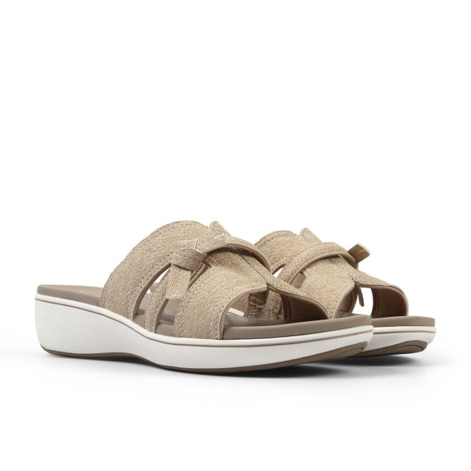 Clarks Women Beige-suede Casual Slippers (SKU: 161-1620-37-3)