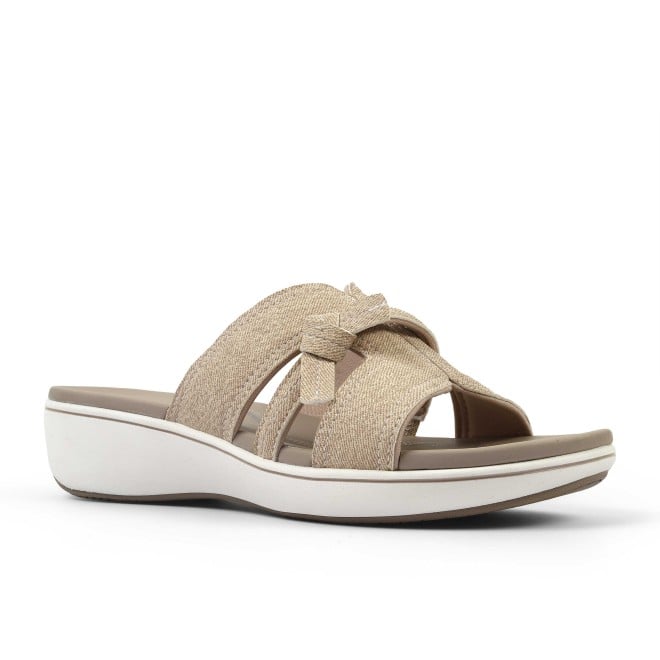 Clarks Women Beige-suede Casual Slippers (SKU: 161-1620-37-3)