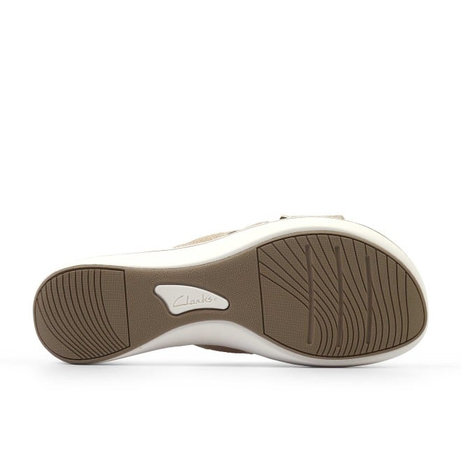 Clarks Women Beige-suede Casual Slippers (SKU: 161-1620-37-3)