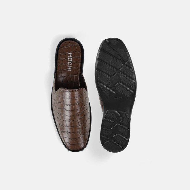 Mochi Men Brown Ethnic Slip Ons (SKU: 18-1058-12-42)