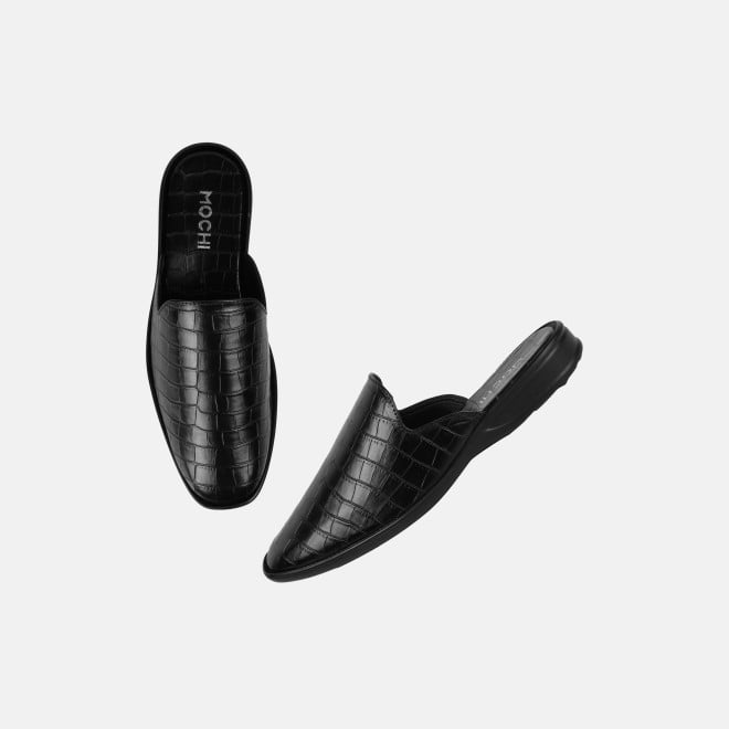 Mochi Men Black Ethnic Slip Ons (SKU: 18-1058-11-41)