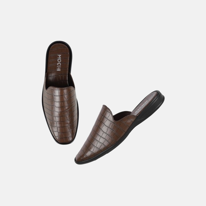 Mochi Men Brown Ethnic Slip Ons (SKU: 18-1058-12-42)