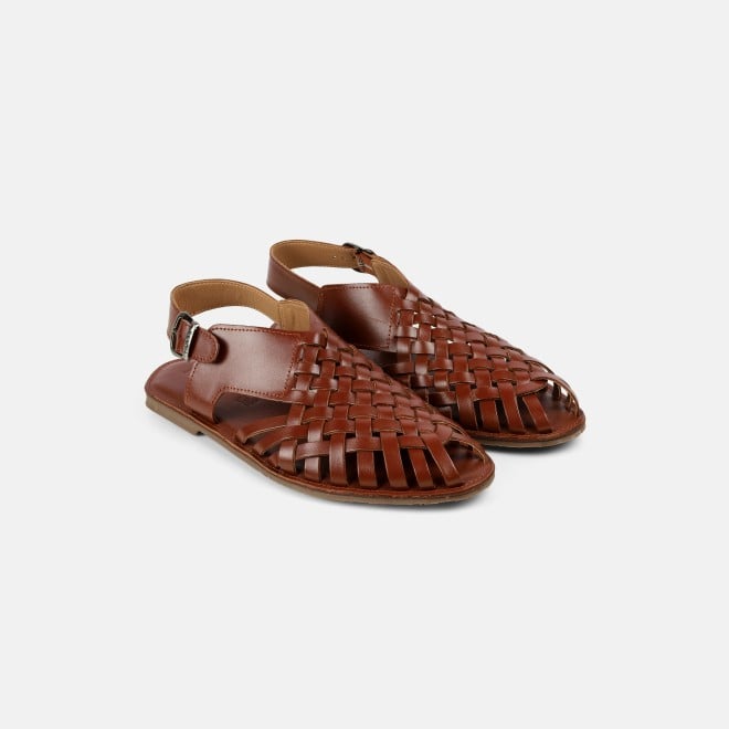 Mochi Men Tan Ethnic Sandals (SKU: 18-1122-23-41)