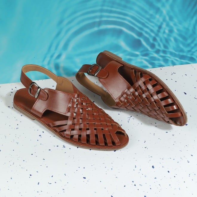 Mochi Men Tan Ethnic Sandals