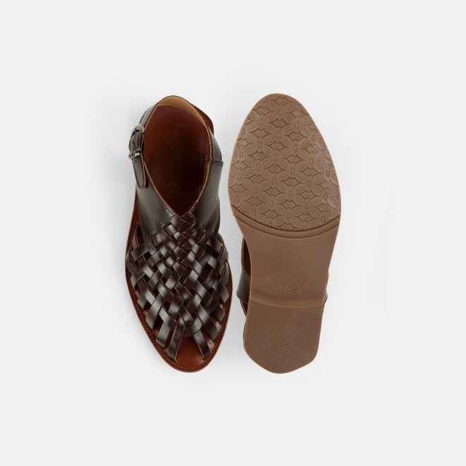 Mochi Men Brown Ethnic Sandals (SKU: 18-1122-12-43)