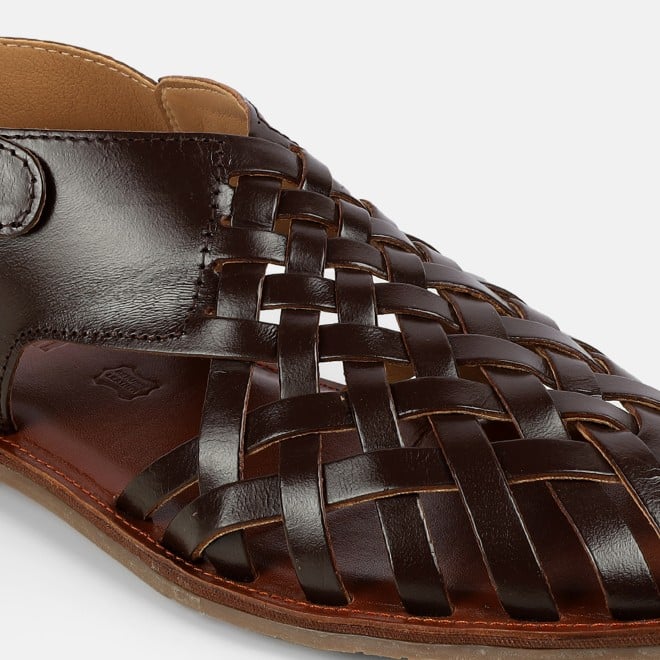 Mochi Men Brown Ethnic Sandals (SKU: 18-1122-12-43)