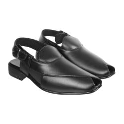 Men Black Ethnic Pathani Sandals