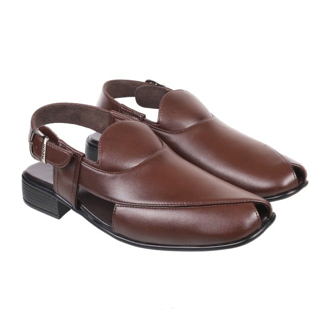 Mochi Men Maroon Ethnic Pathani Sandals