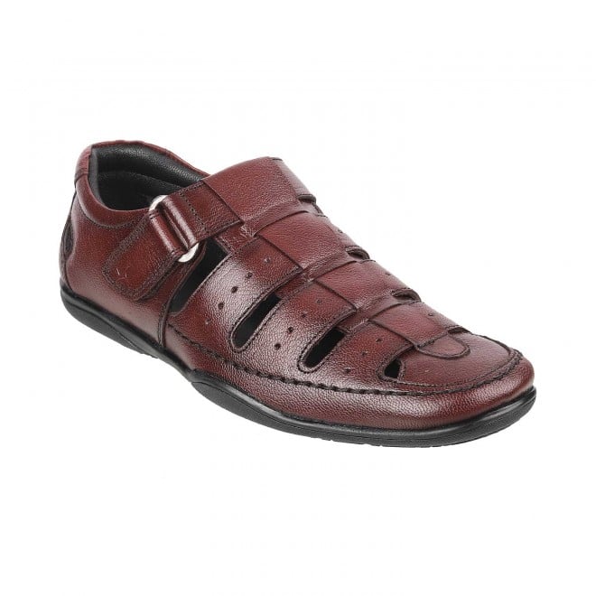 Mochi Maroon Casual Sandals for Men