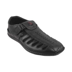Black Leather Multi Strap Shoe Type Sandals for Men - Mardi Gras-sgquangbinhtourist.com.vn