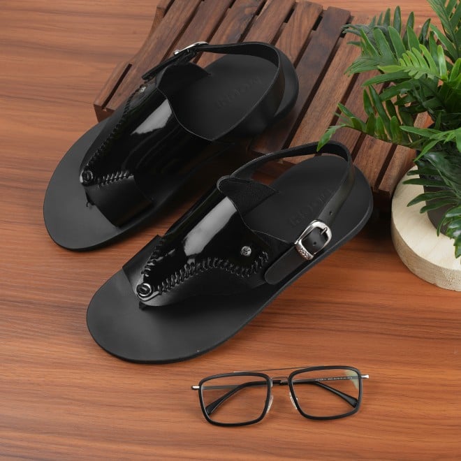 Mochi Men Black Casual Sandals