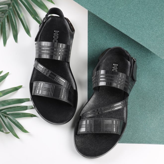 Mochi Men Black Casual Sandals