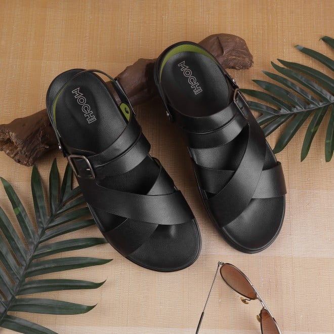 Mochi Men Black Casual Sandals