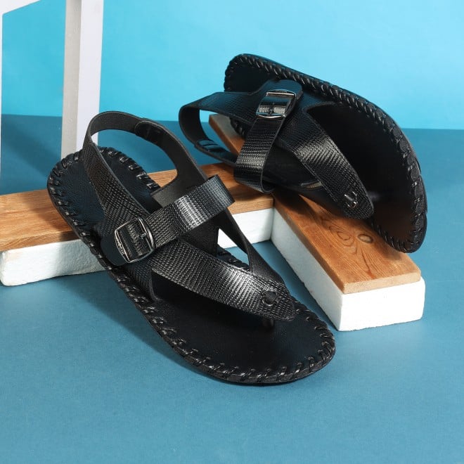 Mochi Men Black Casual Sandals