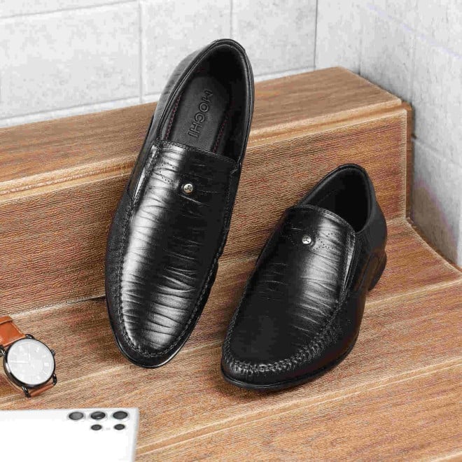 Mochi Men Black Formal Slip-Ons