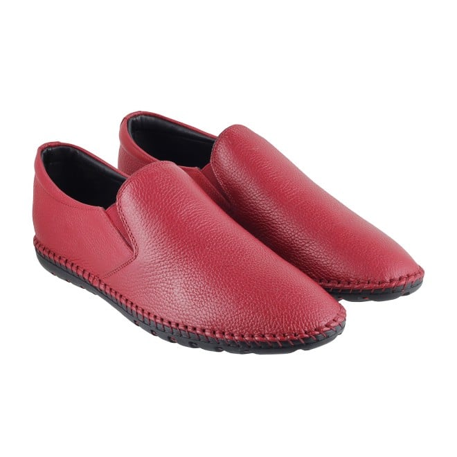 Mochi Men Red Casual Moccasin