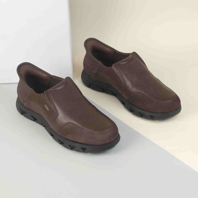 Mochi Men Brown Formal Slip Ons