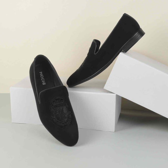 Mochi Men Black Casual Slip Ons