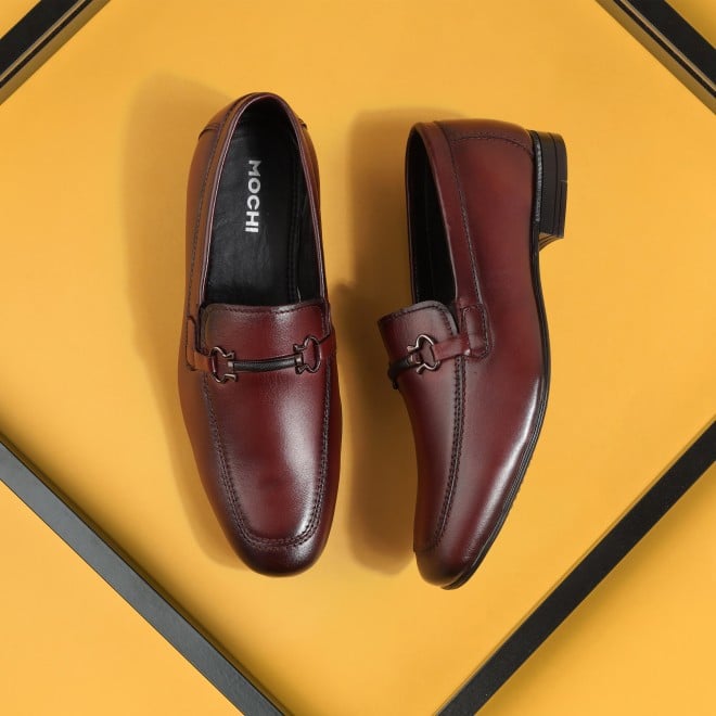 Mochi Men Maroon Formal Moccasin
