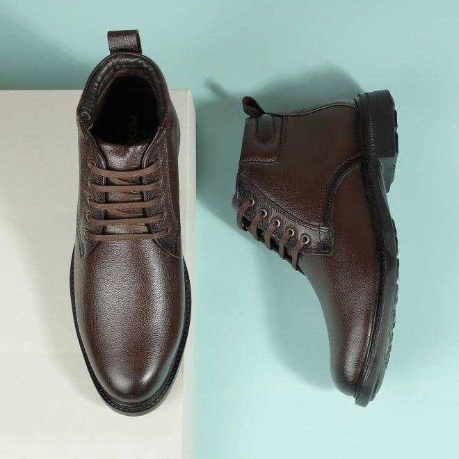 Mochi Men Brown Formal Boots
