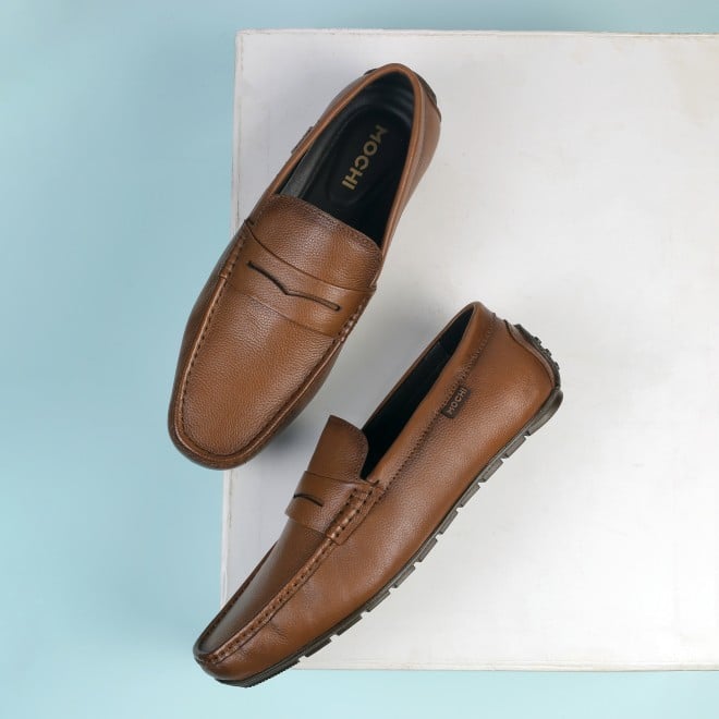 Mochi Men Tan Casual Loafers