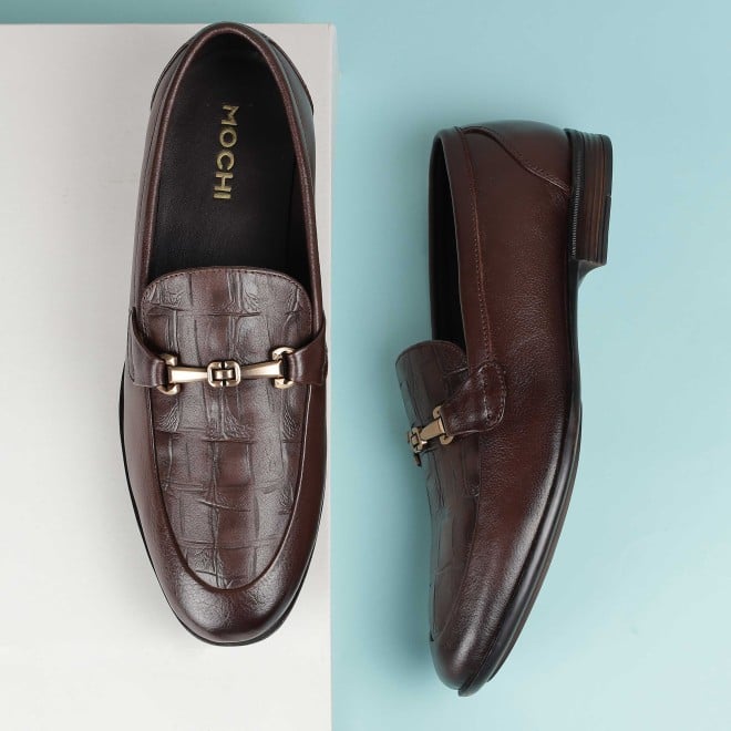 Mochi Men Brown Formal Moccasin