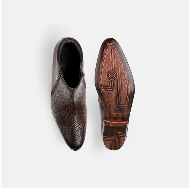 Mochi Men Brown Formal Boots (SKU: 19-769-12-40)