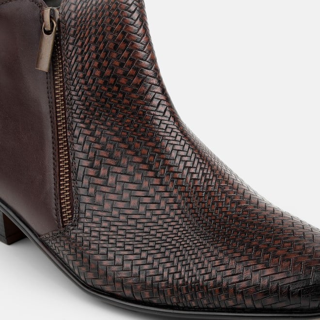 Mochi Men Brown Formal Boots (SKU: 19-769-12-40)