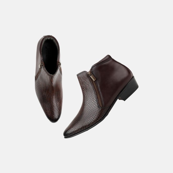 Mochi Men Brown Formal Boots (SKU: 19-769-12-40)
