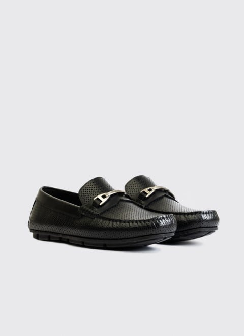 Language Men Black Casual Loafers (SKU: 194-1623-11-40)