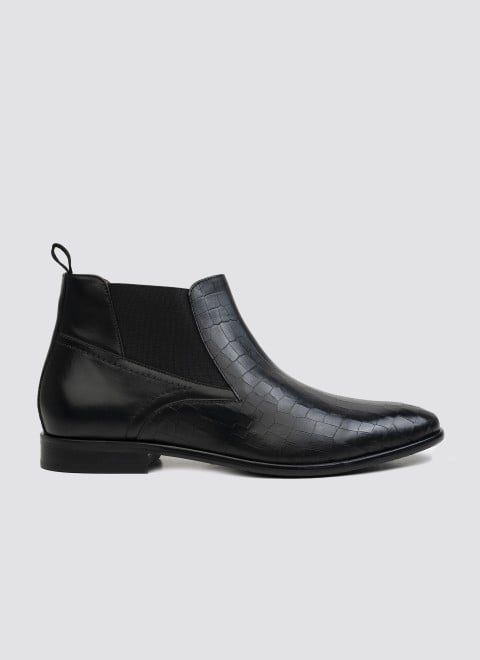 Language Men Black Formal Boots (SKU: 194-1814-11-40)
