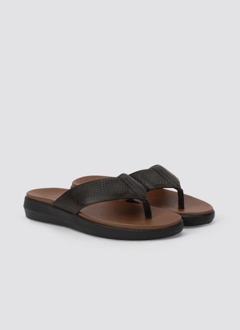 Language Men Brown Casual Slippers