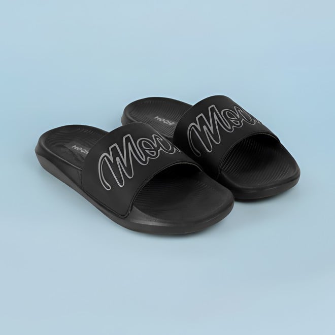Mochi Men Black Casual Slippers