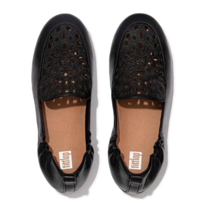 Fitflop Floral Laser Cut Leather Loafers (SKU: 228-206-11-3)