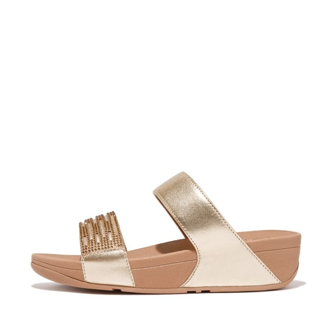 Fitflop Lulu Lasercrystal Leather Slides (SKU: 228-247-51-6)