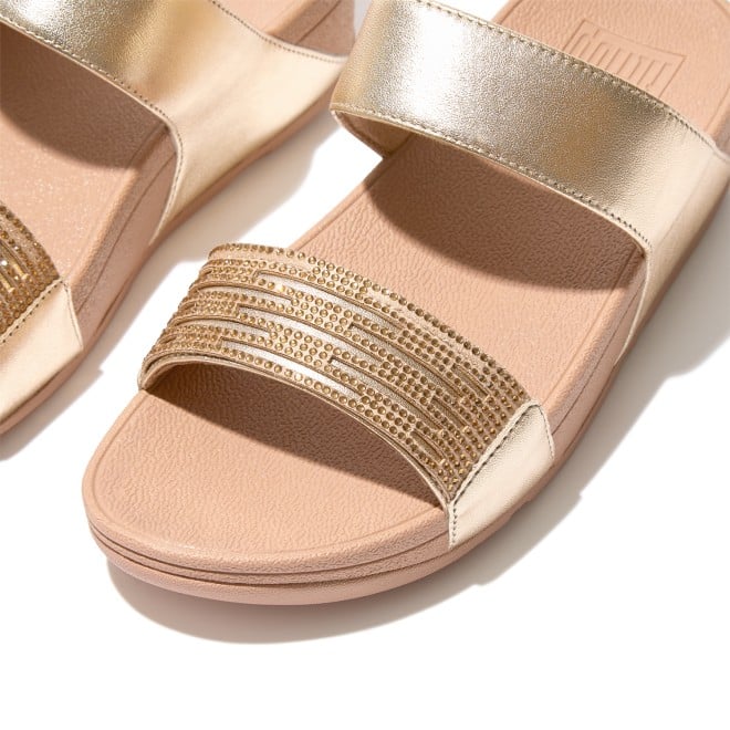 Fitflop Lulu Lasercrystal Leather Slides (SKU: 228-247-51-6)