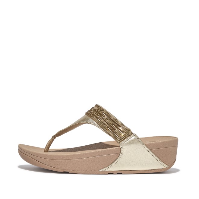 Fitflop Lulu Lasercrystal Leather Toe-Post Sandals