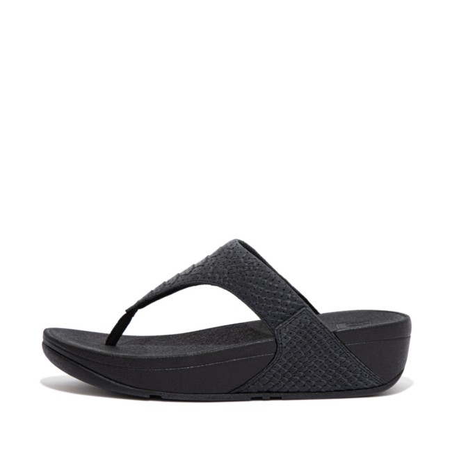 Fitflop Perf Croc Embossed Leather Toe Post Sandals