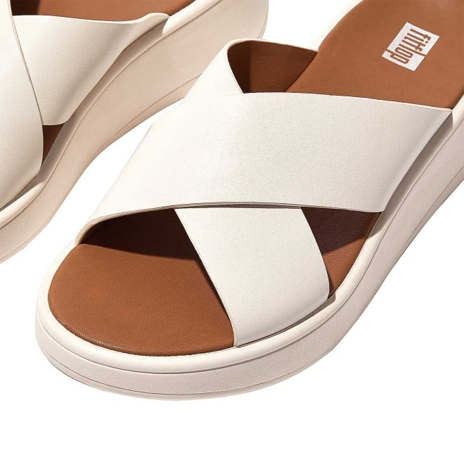 Fitflop F-Mode Leather Flatform Cross Slides (SKU: 228-331-16-6)