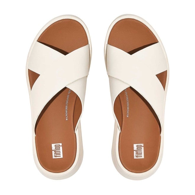 Fitflop F-Mode Leather Flatform Cross Slides (SKU: 228-331-16-6)