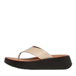 F-Mode Leather Flatform Toe-Post Sandals