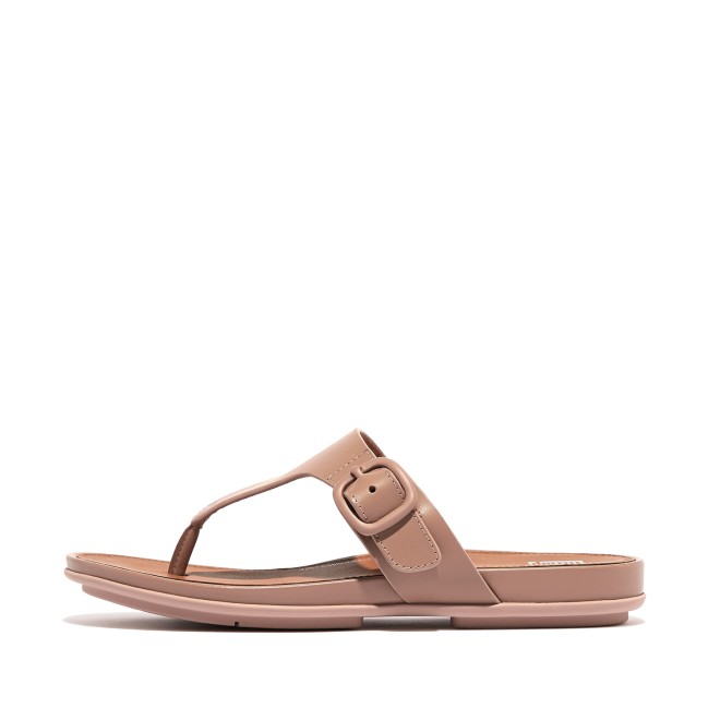 Fitflop Gracie Rubber-Buckle Leather Toe-Post Sandals