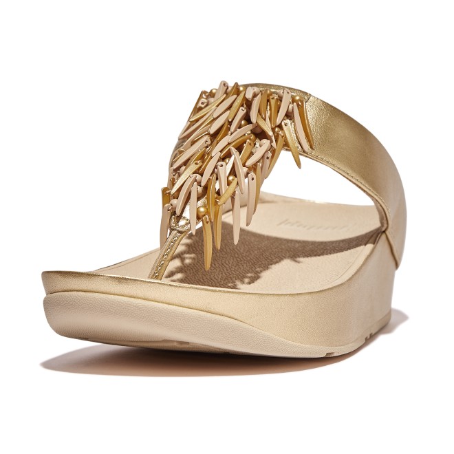 Fitflop Rumba Beaded Metallic Toe-Post Sandals (SKU: 228-371-51-5)